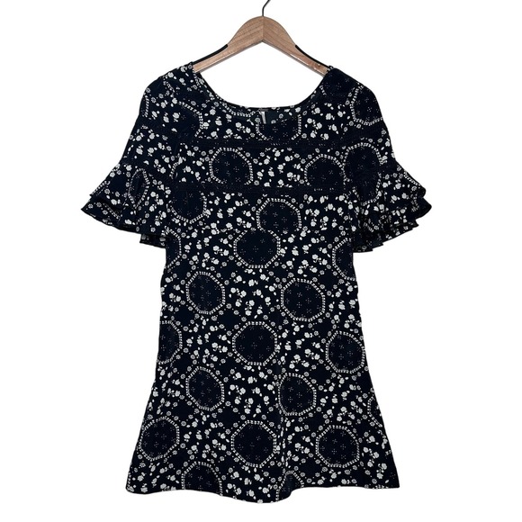 Free People | Women | Geo Garden Black White Floral Mini Shift Dress | Size 2 - Picture 2 of 15